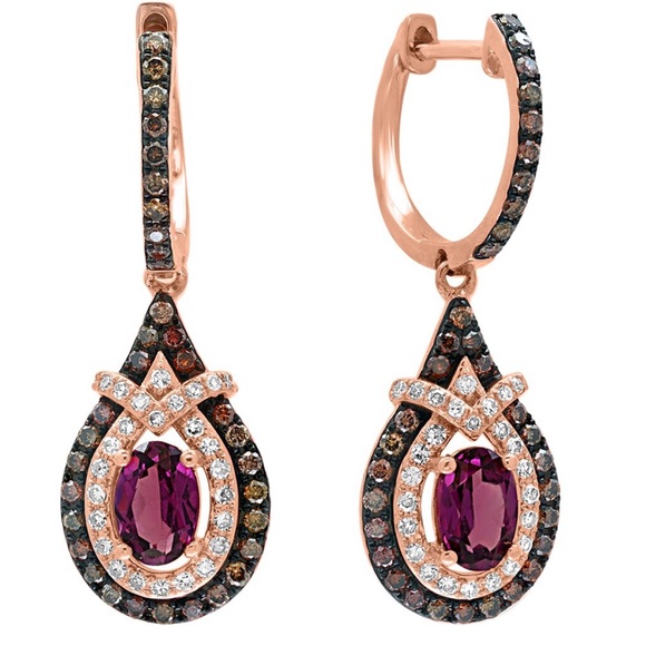 14K Rose Gold 1.80 ct. tw. Diamond & Rhodolite Earrings